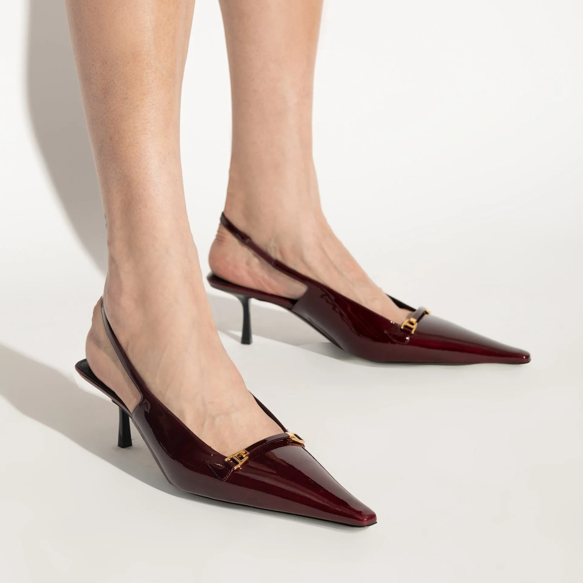 Saint Laurent 'Carine' Leather Slingback Pumps-Burgundy-WOMEN sold by Siebentaschen product image thumbnail 4