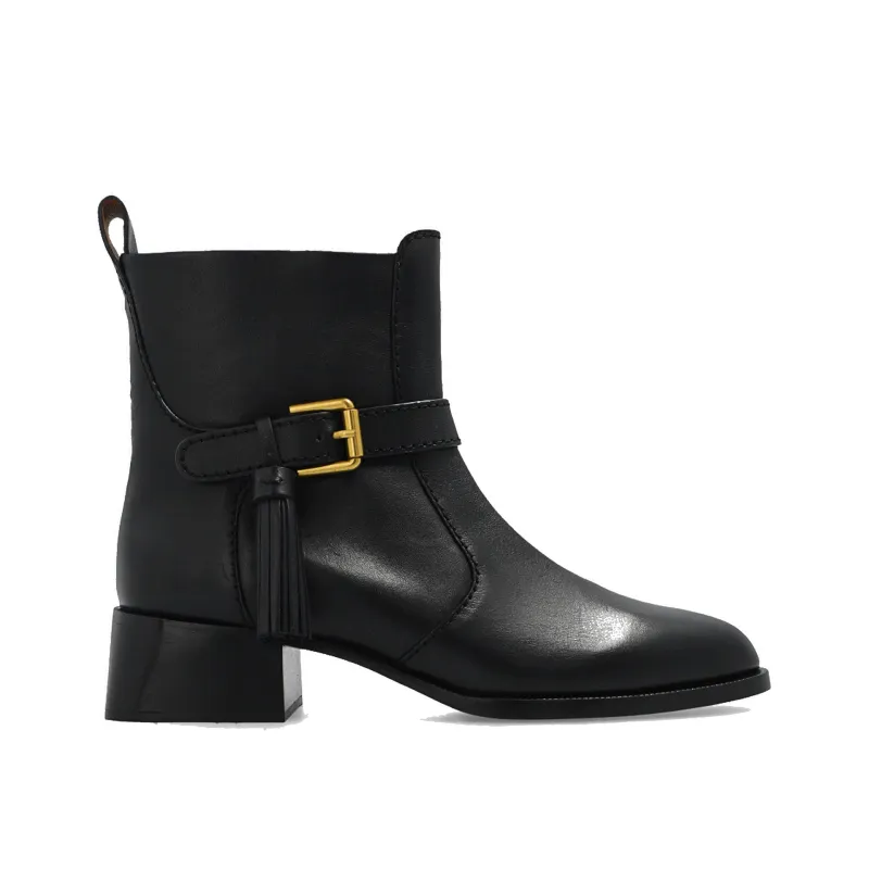 See By Chloe Lory Leather Ankle Boots-Black-WOMEN sold by Siebentaschen