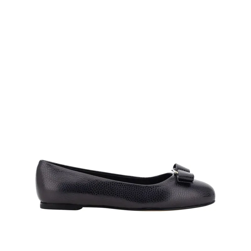 Salvatore Ferragamo Varina Ballerina Flats-Black-WOMEN sold by Siebentaschen