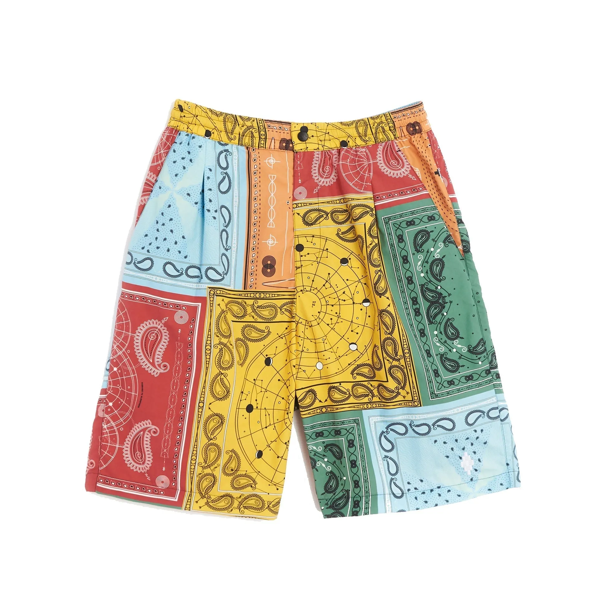 Marcelo Burlon All Over Bandana Shorts-Yellow-MEN sold by Siebentaschen