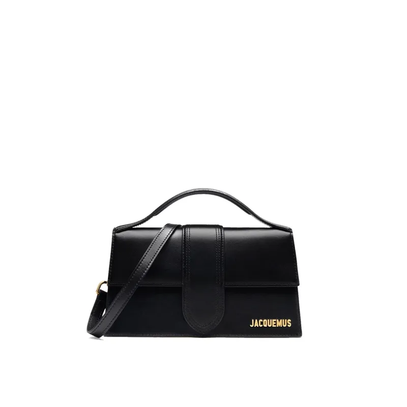 Jacquemus Le Grand Bambino Bag - Gold Logo-Black-WOMEN sold by Siebentaschen
