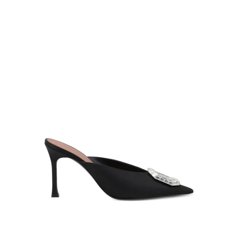 Amina Muaddi Camelia 90 Mules-Black-WOMEN made by Amina Muaddi