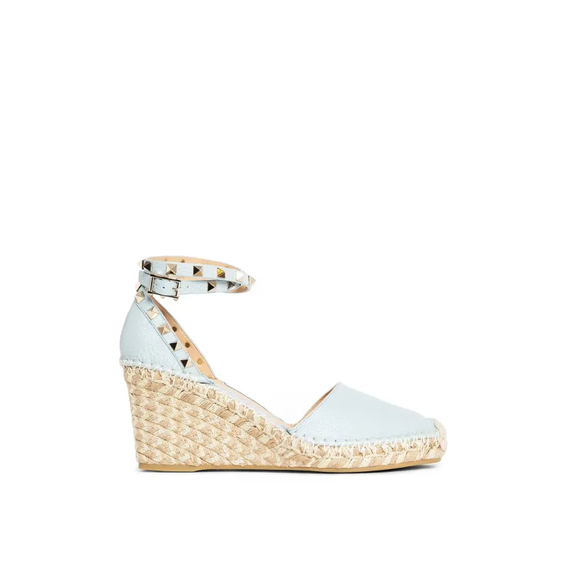 Valentino Garavani Rockstud Wedge Sandals-Blue-WOMEN sold by Siebentaschen