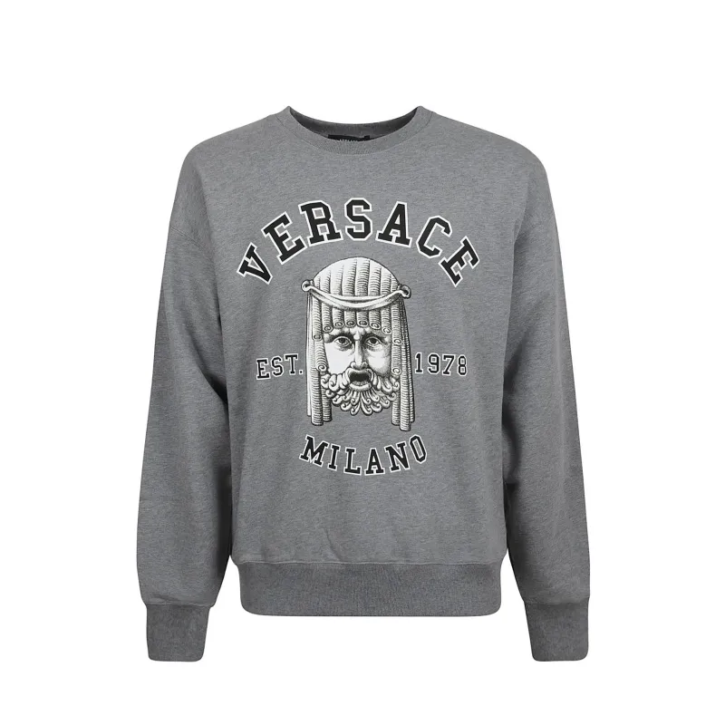 Versace Cotton Crewneck Sweatshirt-Gray-MEN sold by Siebentaschen