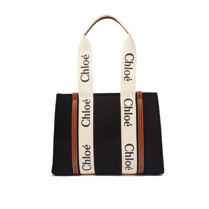 Chloé Woody Medium Tote Bag-Black-WOMEN sold by Siebentaschen