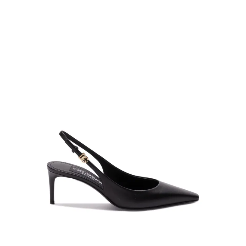 Dolce & Gabbana Leather Slingback Pumps-Black-WOMEN sold by Siebentaschen