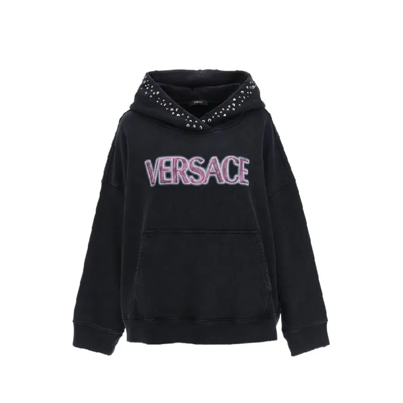 Versace Cotton Logo Sweatshirt-Black-WOMEN sold by Siebentaschen