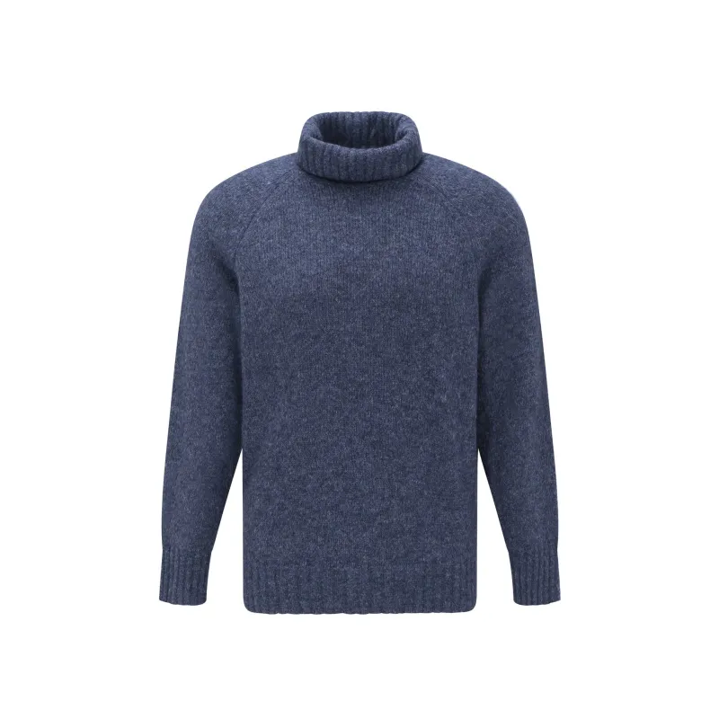 Brunello Cucinelli Turtleneck Sweater-Blue-MEN sold by Siebentaschen