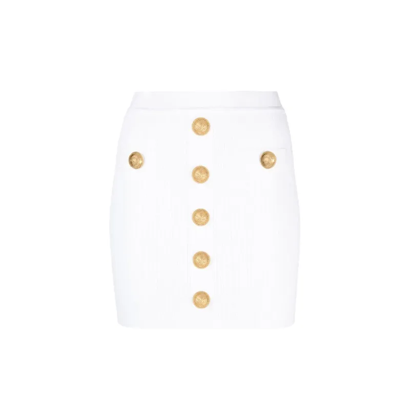Balmain Stretch Mini Skirt-White-WOMEN sold by Siebentaschen