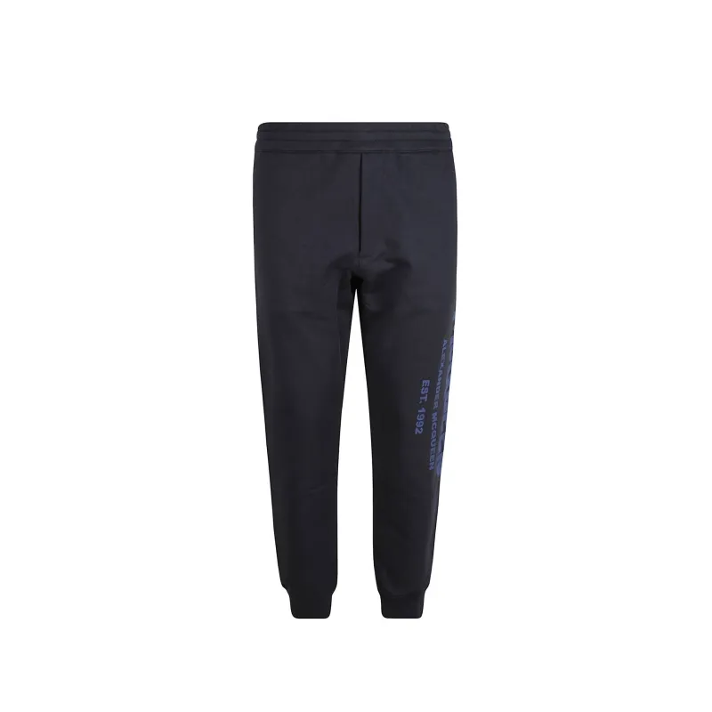 Alexander Mcqueen Cotton Logo Sweatpants-Blue-MEN sold by Siebentaschen