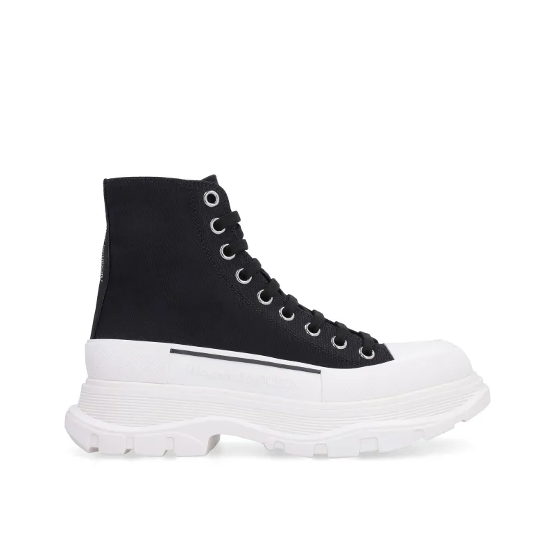 Alexander McQueen Treadslick High Top Sneakers-Black-WOMEN sold by Siebentaschen