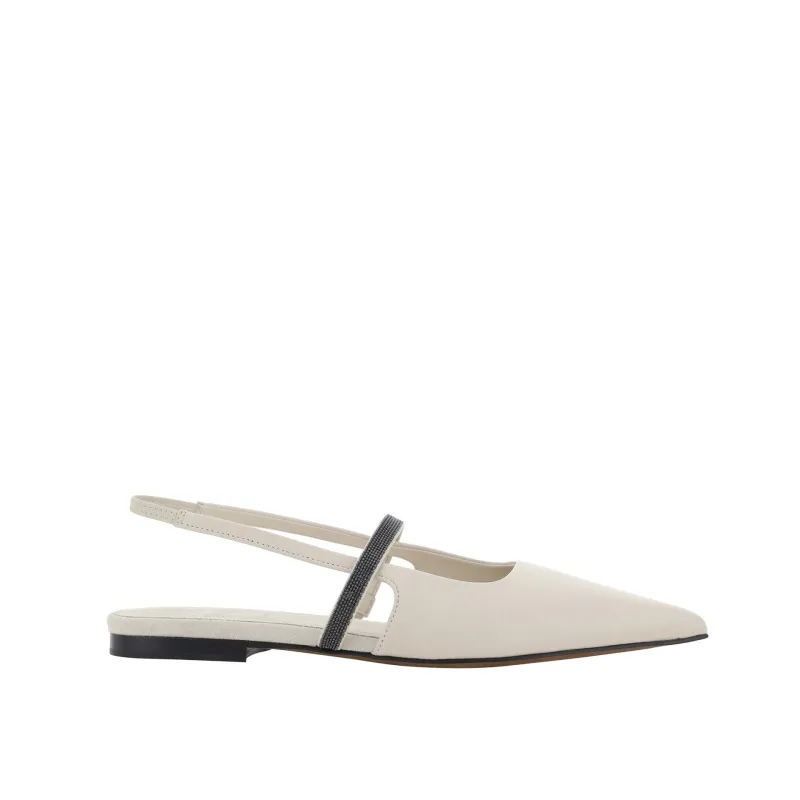 Brunello Cucinelli Slingback Flats-White-WOMEN sold by Siebentaschen