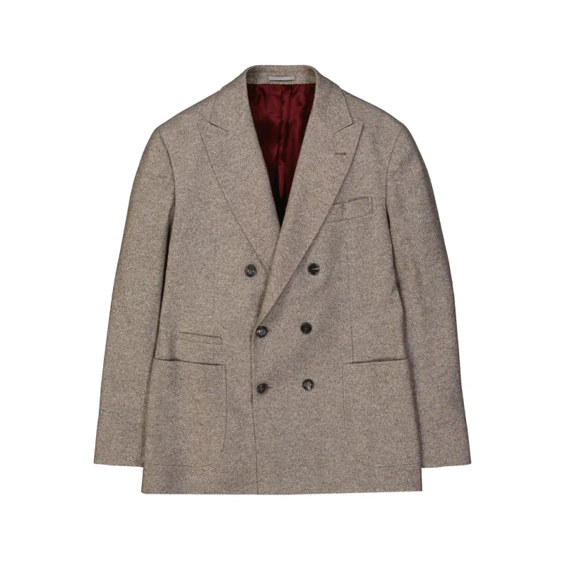 Brunello Cucinelli Double-Breasted Wool Jacket-Beige-MEN sold by Siebentaschen