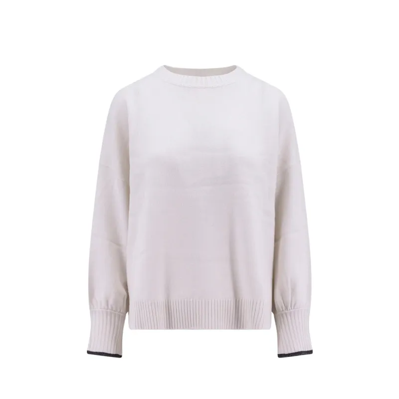 Brunello Cucinelli Cashmere Sweater-White-WOMEN sold by Siebentaschen