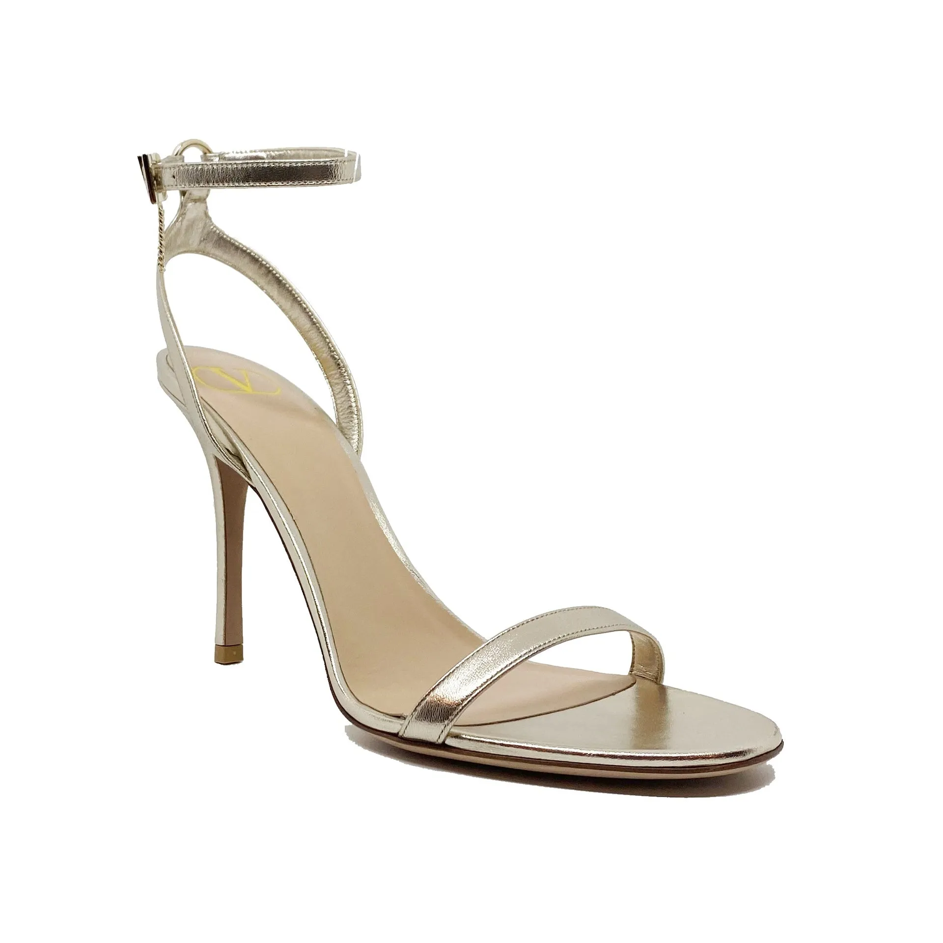Valentino Leather Heel Sandals-Gold-WOMEN sold by Siebentaschen product image thumbnail 2