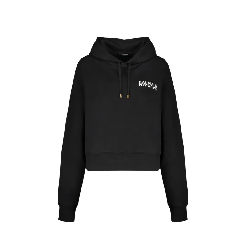 Balmain Logo Hoodie-Black-WOMEN sold by Siebentaschen