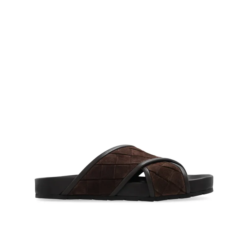 Bottega Veneta Tarik Criss Cross Sandal-Brown-MEN sold by Siebentaschen