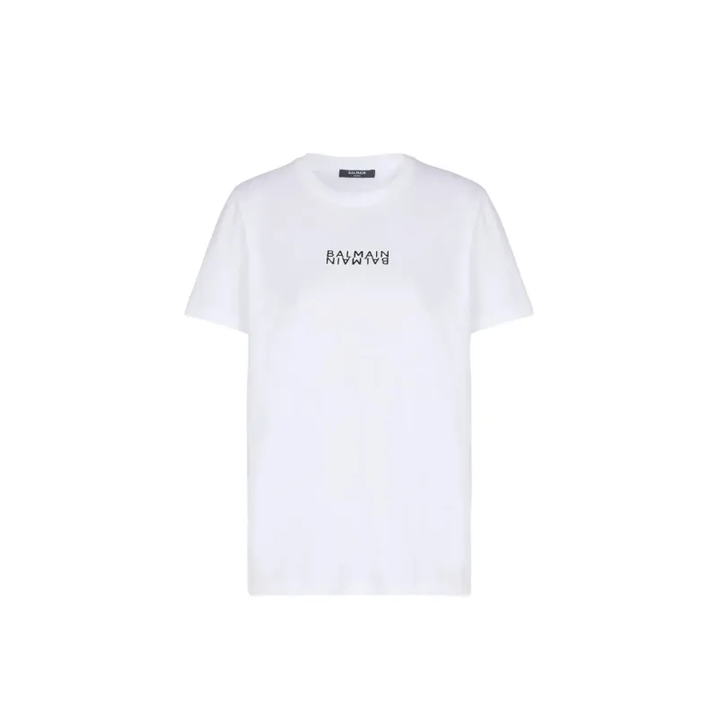 Balmain Cotton T-shirt-White-WOMEN sold by Siebentaschen