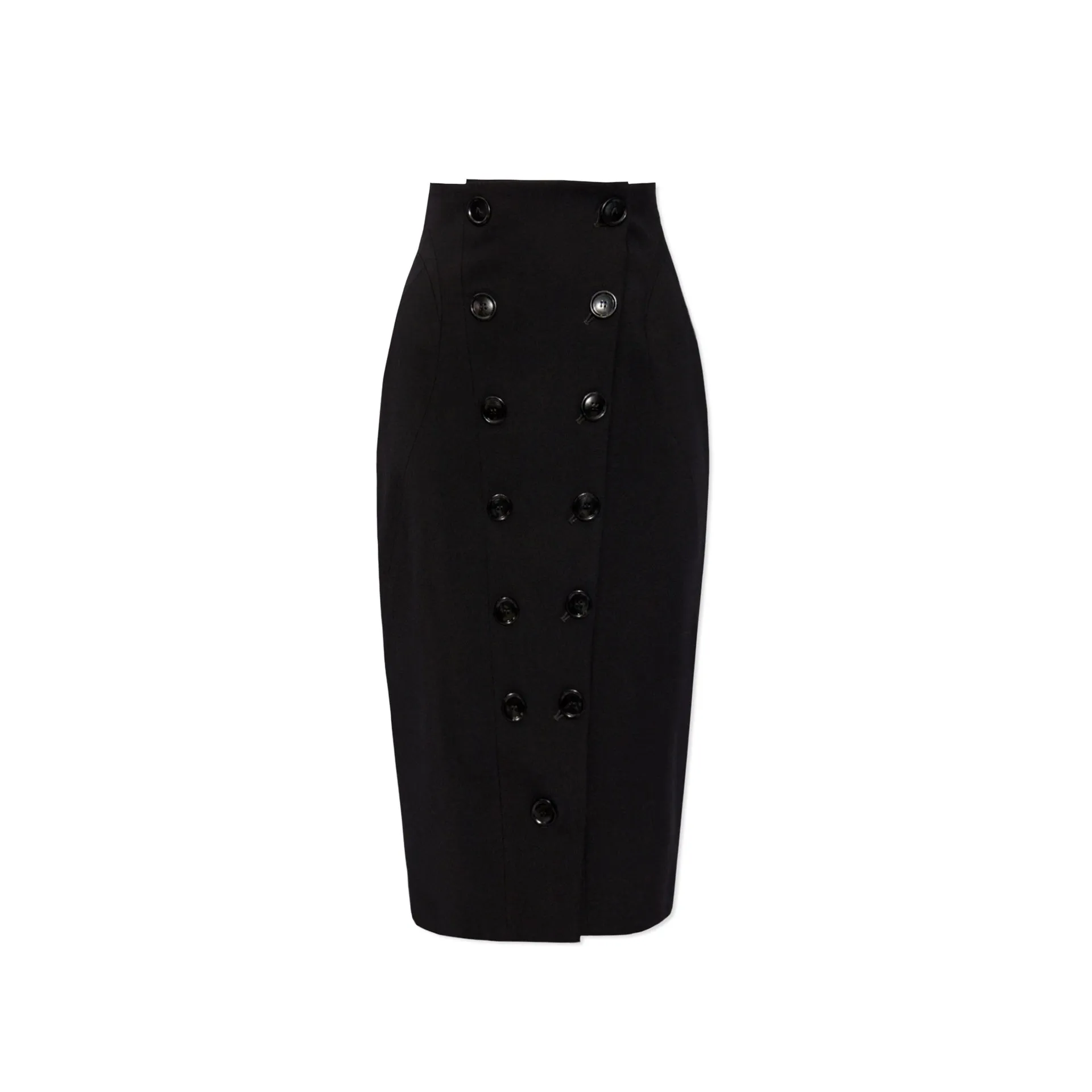 Alaia Wool Pencil Skirt-Black-WOMEN sold by Siebentaschen
