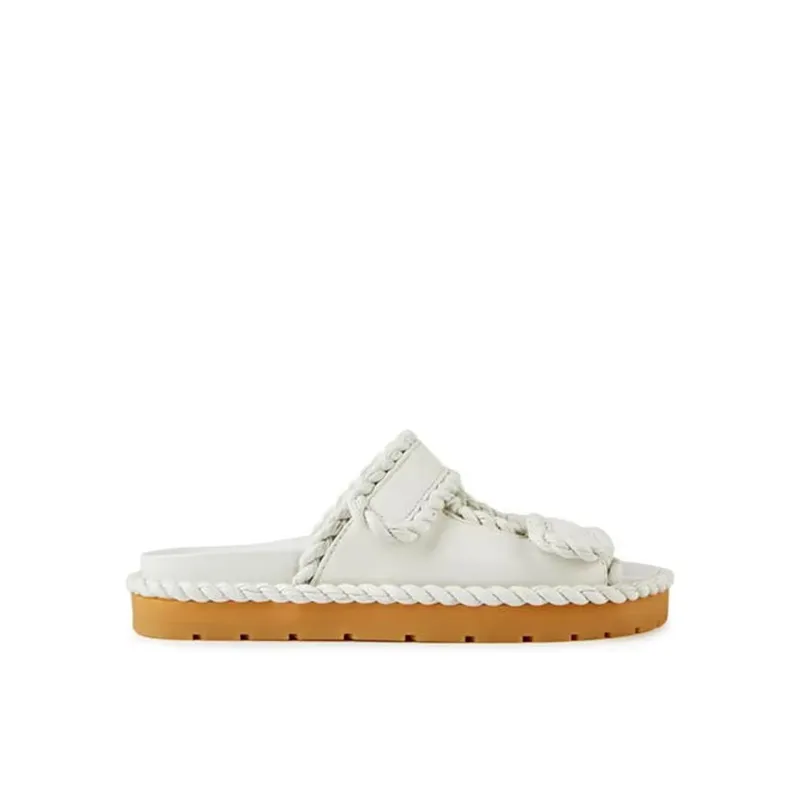 Bottega Veneta Jack Flat Mule Sandals-White-WOMEN made by Siebentaschen