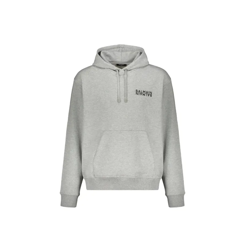 Balmain Logo Motif Hoodie-Gray-MEN sold by Siebentaschen
