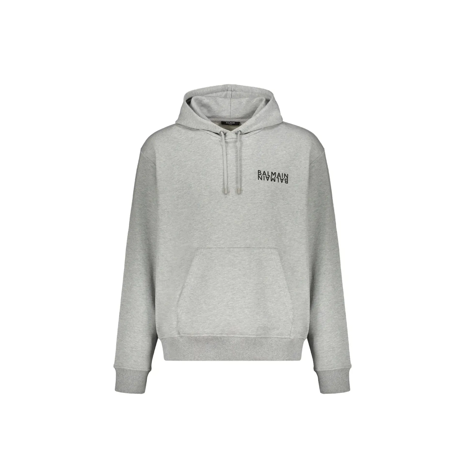 Balmain Logo Motif Hoodie-Gray-MEN sold by Siebentaschen