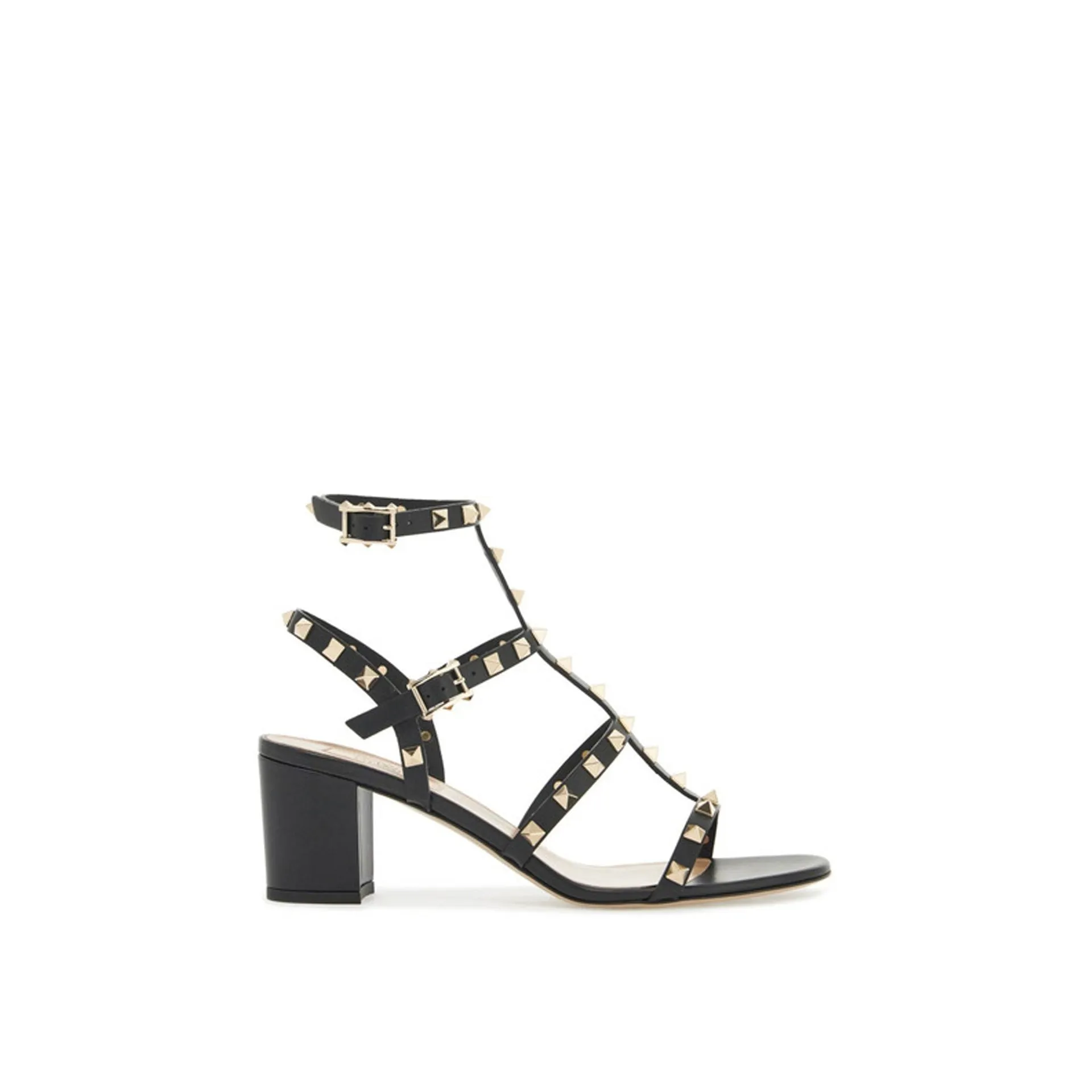 Valentino Garavani Rockstud 60 Leather Sandals-Black-WOMEN sold by Siebentaschen
