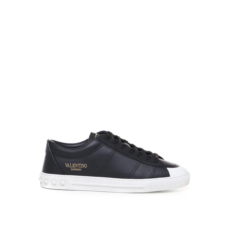 Valentino Garavani Leather Sneakers-Black-MEN sold by Siebentaschen