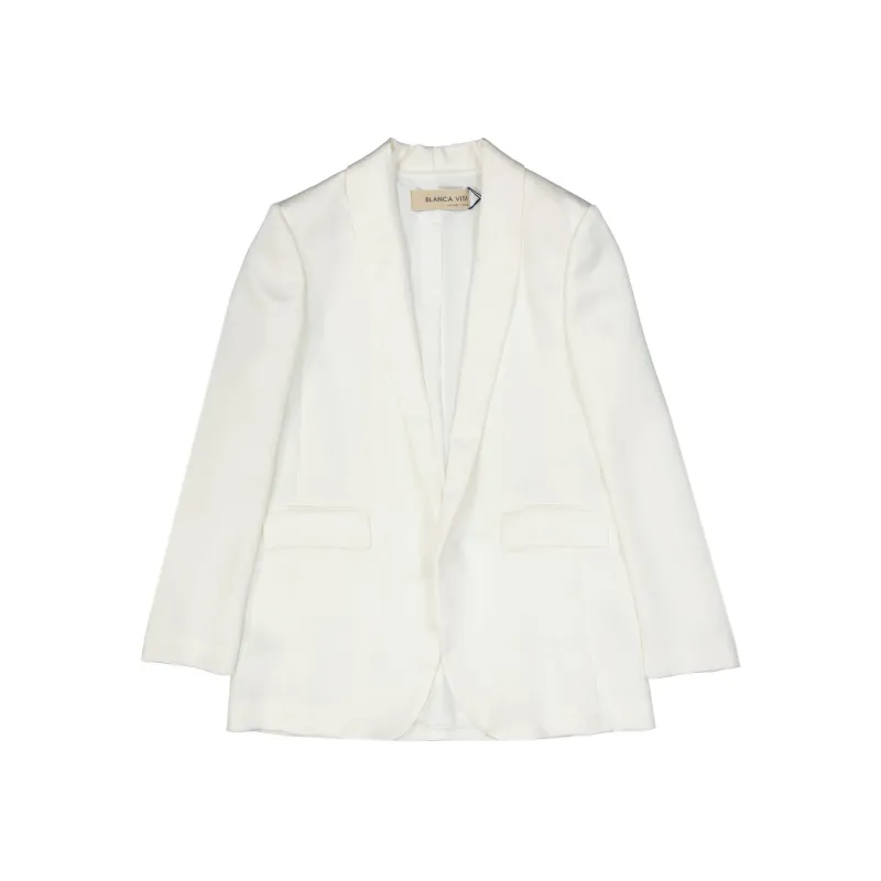Blanca Vita Satin Effect Jacket-White-WOMEN made by Siebentaschen