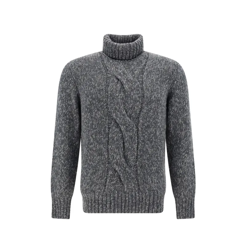Brunello Cucinelli High Neck Sweater-Gray-MEN made by Brunello Cucinelli