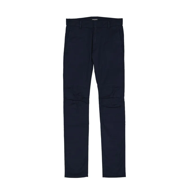 Balmain Slim Cotton Pants-Blue-MEN sold by Siebentaschen