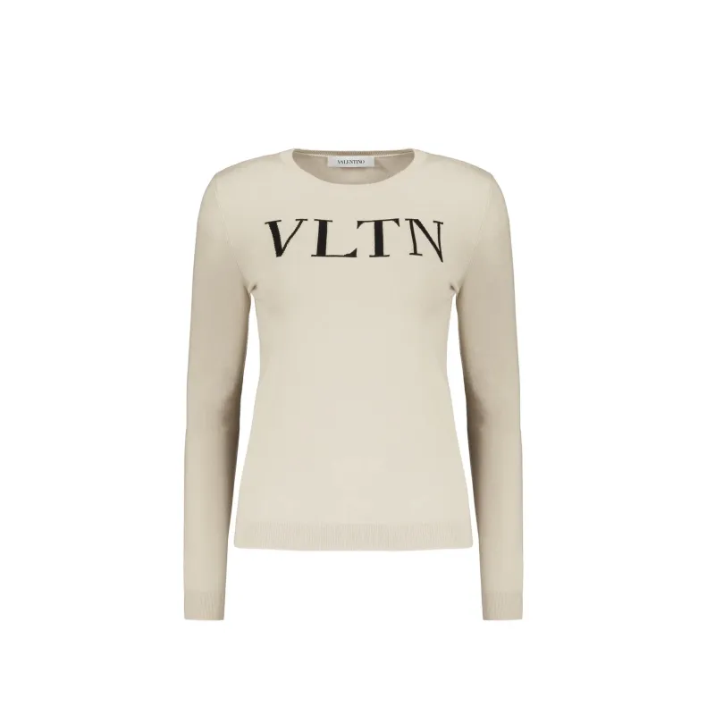 Valentino Garavani Logo Sweater-Beige-WOMEN sold by Siebentaschen