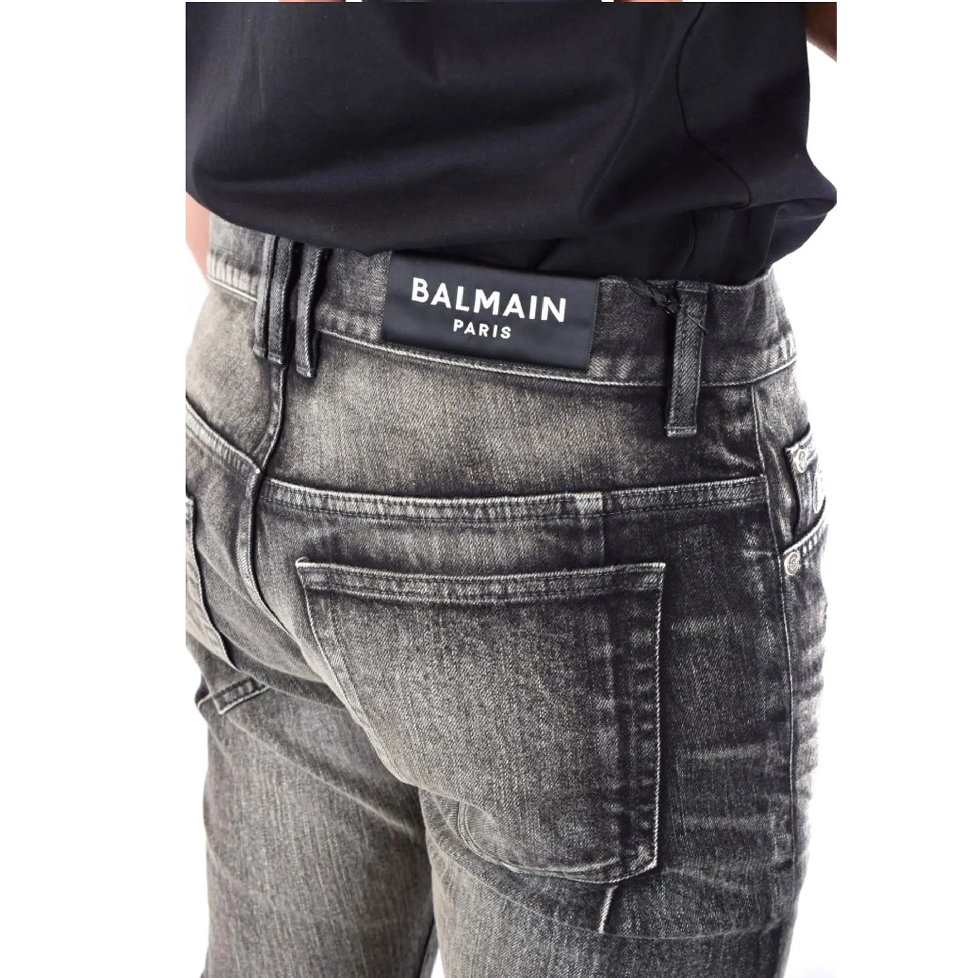 Balmain Distressed Jeans-Black-MEN sold by Siebentaschen product image thumbnail 4