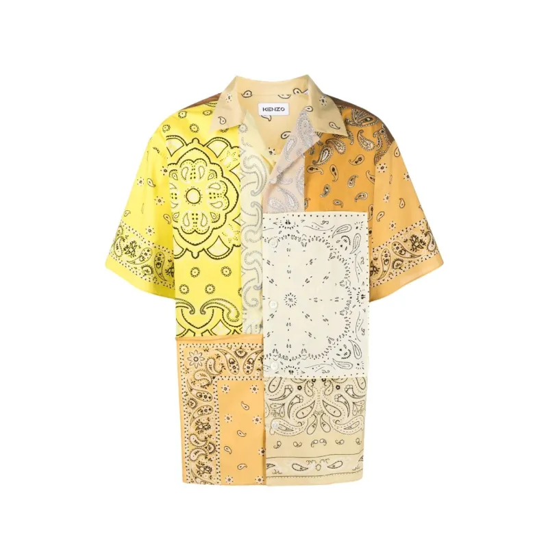 Kenzo Patchwork Short Sleeves Shirt-Yellow-MEN made by Siebentaschen