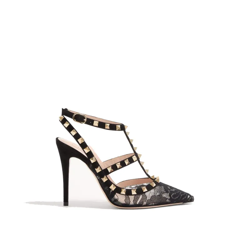 Valentino Garavani Rockstud Suede Pumps-Black-WOMEN sold by Siebentaschen