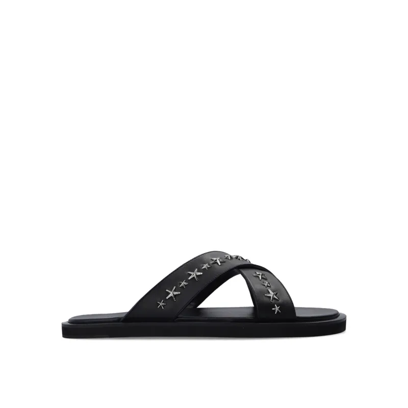 Jimmy Choo Palmo Leather Sandals-Black-MEN made by Jimmy Choo