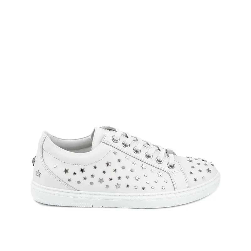 Jimmy Choo Cash Star Leather Sneakers-White-MEN made by Jimmy Choo