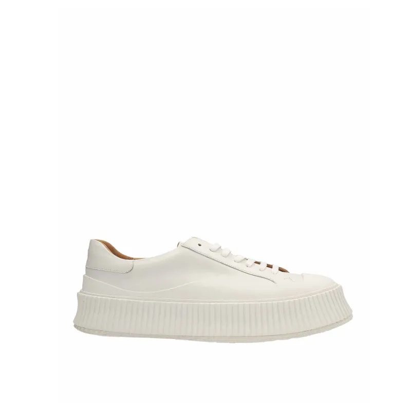 Jil Sander Maxi Sole Leather Sneakers-White-MEN sold by Siebentaschen