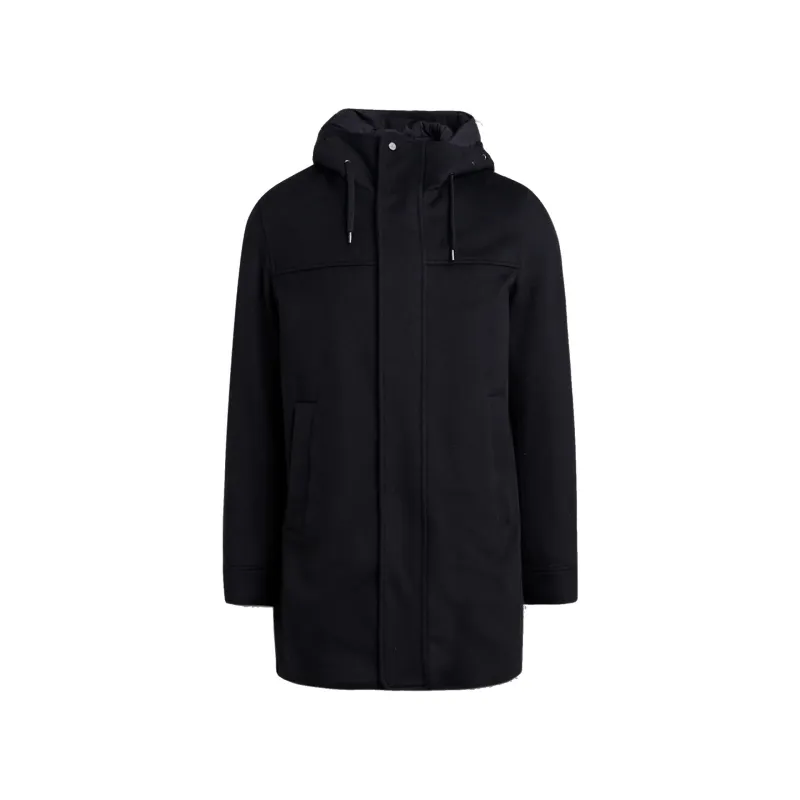 HERNO Wool Cashmere Hooded Coat-Black-MEN made by Herno