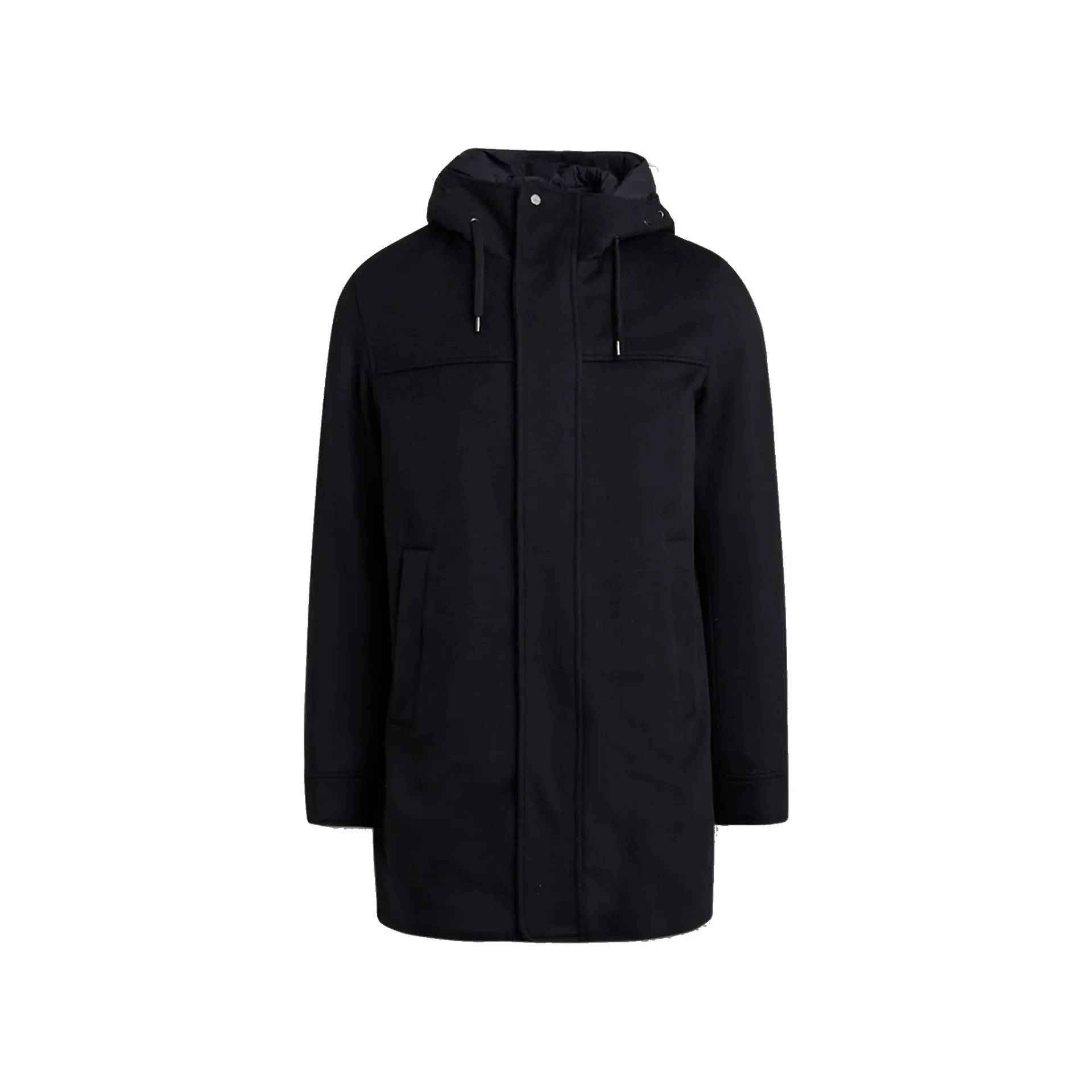 HERNO Wool Cashmere Hooded Coat-Black-MEN sold by Siebentaschen