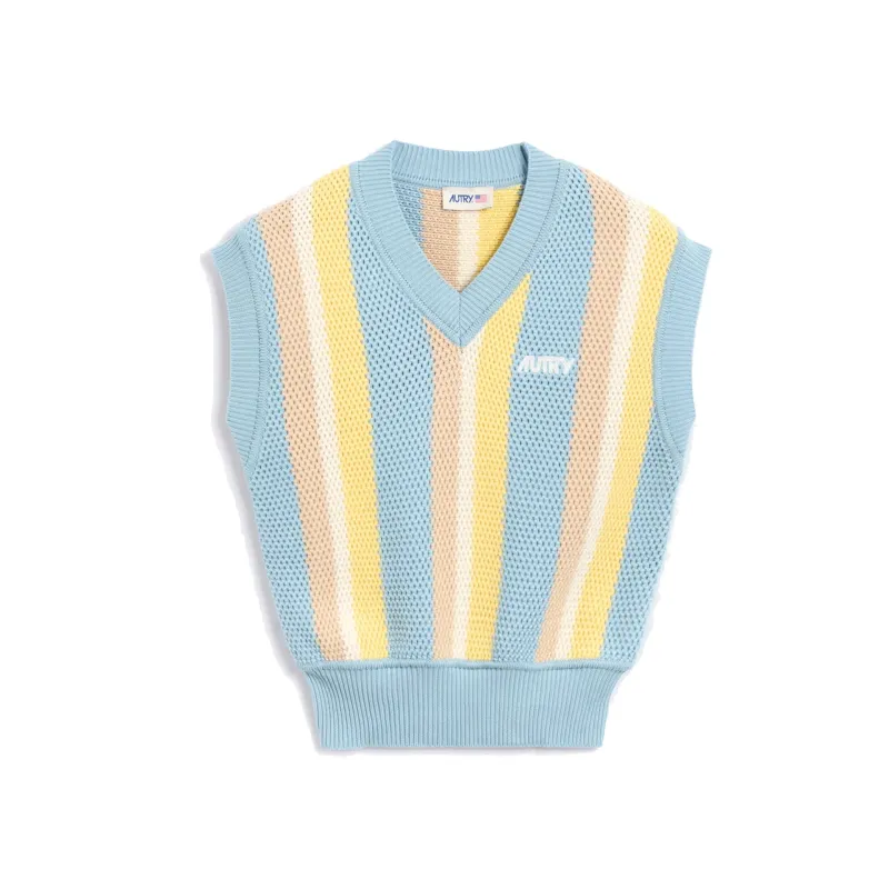 AUTRY Cotton Vest-Blue-WOMEN made by Autry