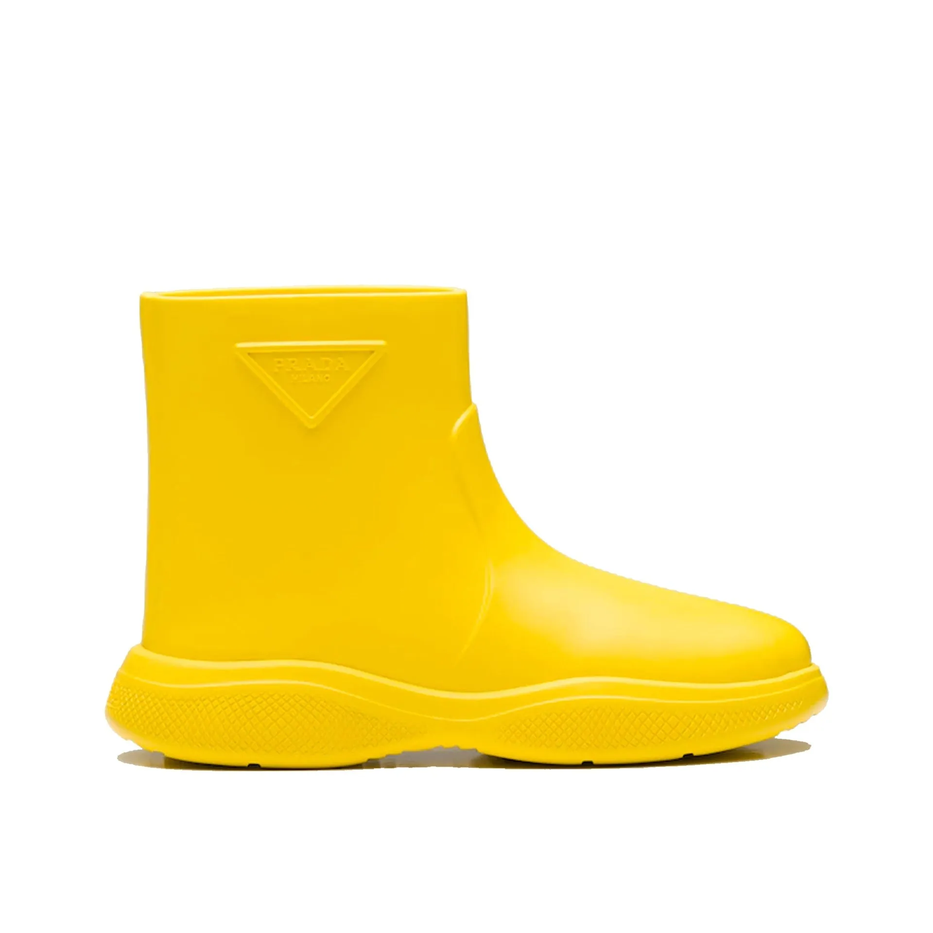 Prada Logo Rubber Boots-Yellow-WOMEN sold by Siebentaschen