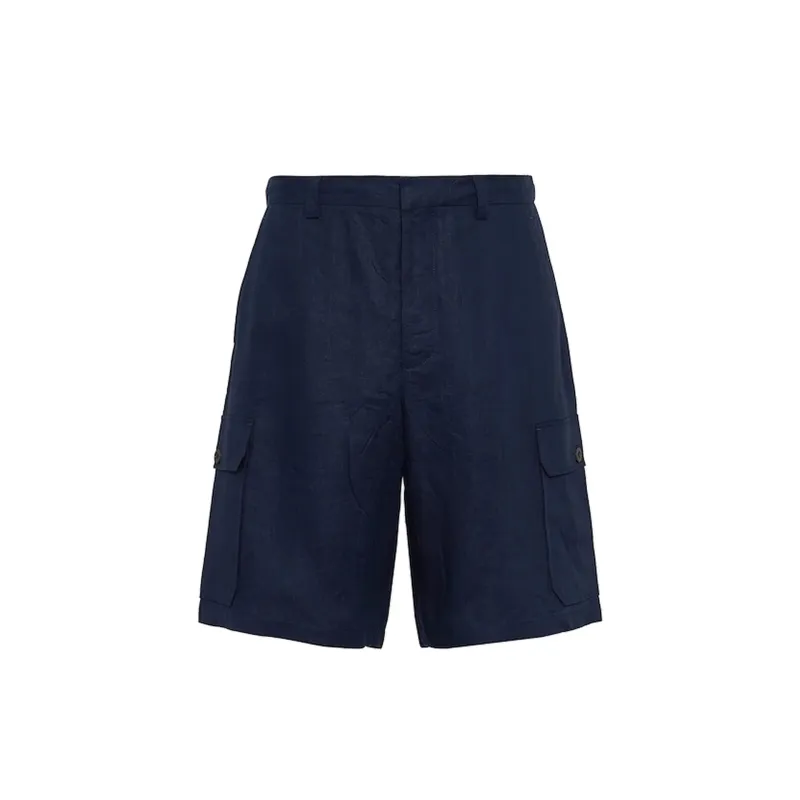 Prada Linen Bermuda-Blue-MEN made by Prada