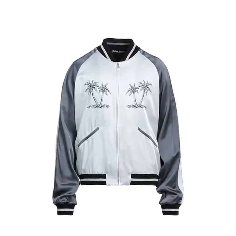 Palm Angels Palms Souvenir Bomber Jacket-Gray-MEN made by Palm Angels