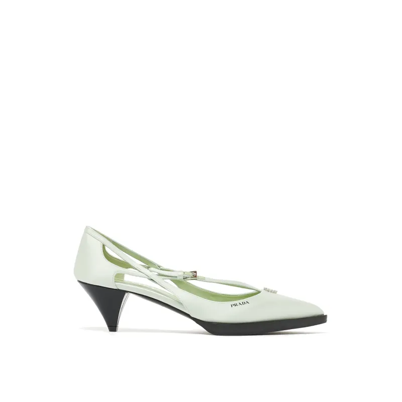 Prada Cut-Out Satin Pumps-Green-WOMEN made by Prada