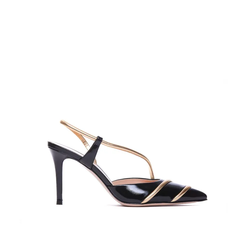 Gianvito Rossi Leather Slingback Pumps-Black-WOMEN sold by Siebentaschen
