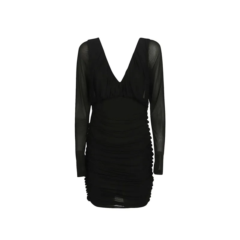 Saint Laurent Mini Draped Dress-Black-WOMEN made by Yves Saint Laurent