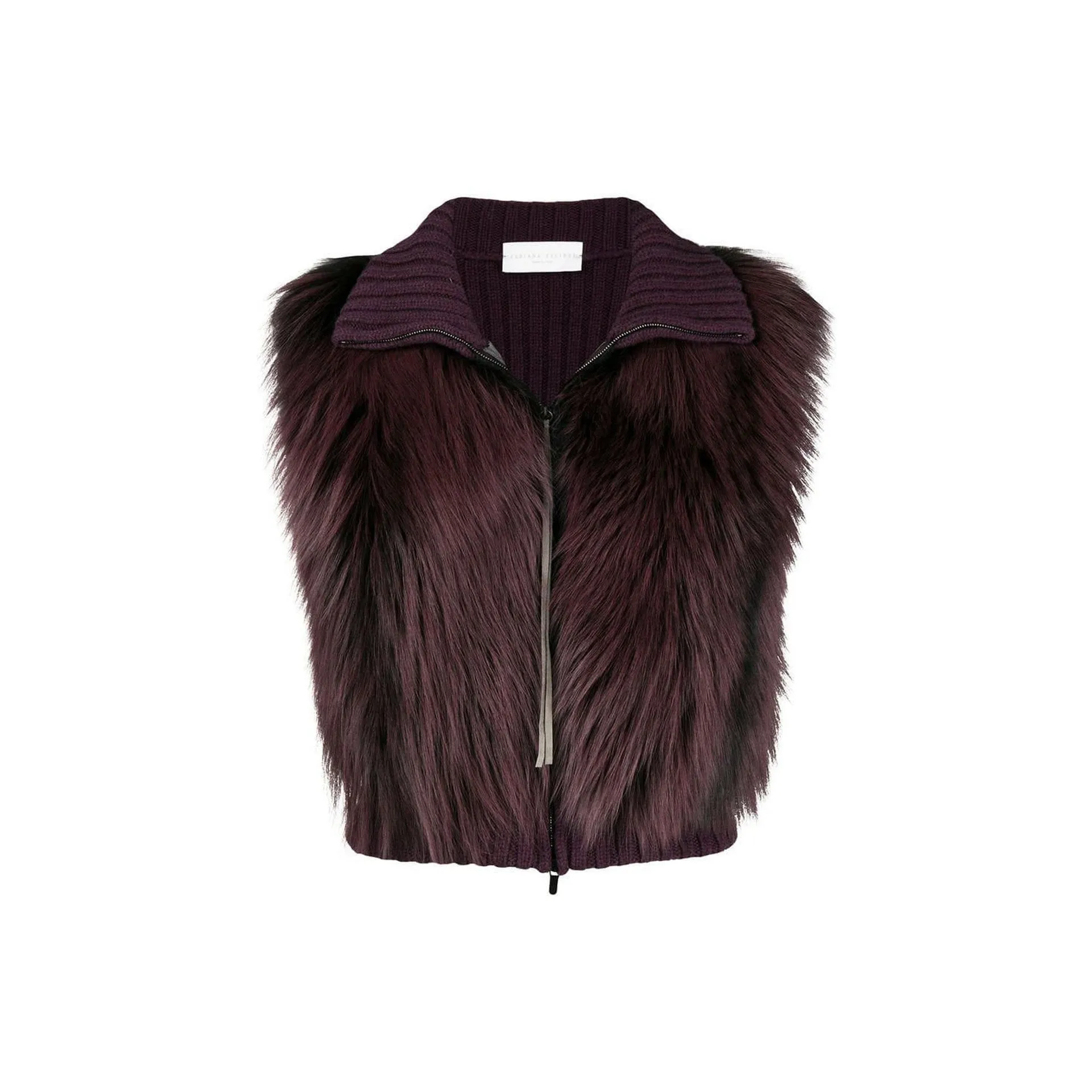 Fabiana Filippi Fox Fur Knitted Vest Jacket-Gray-WOMEN sold by Siebentaschen