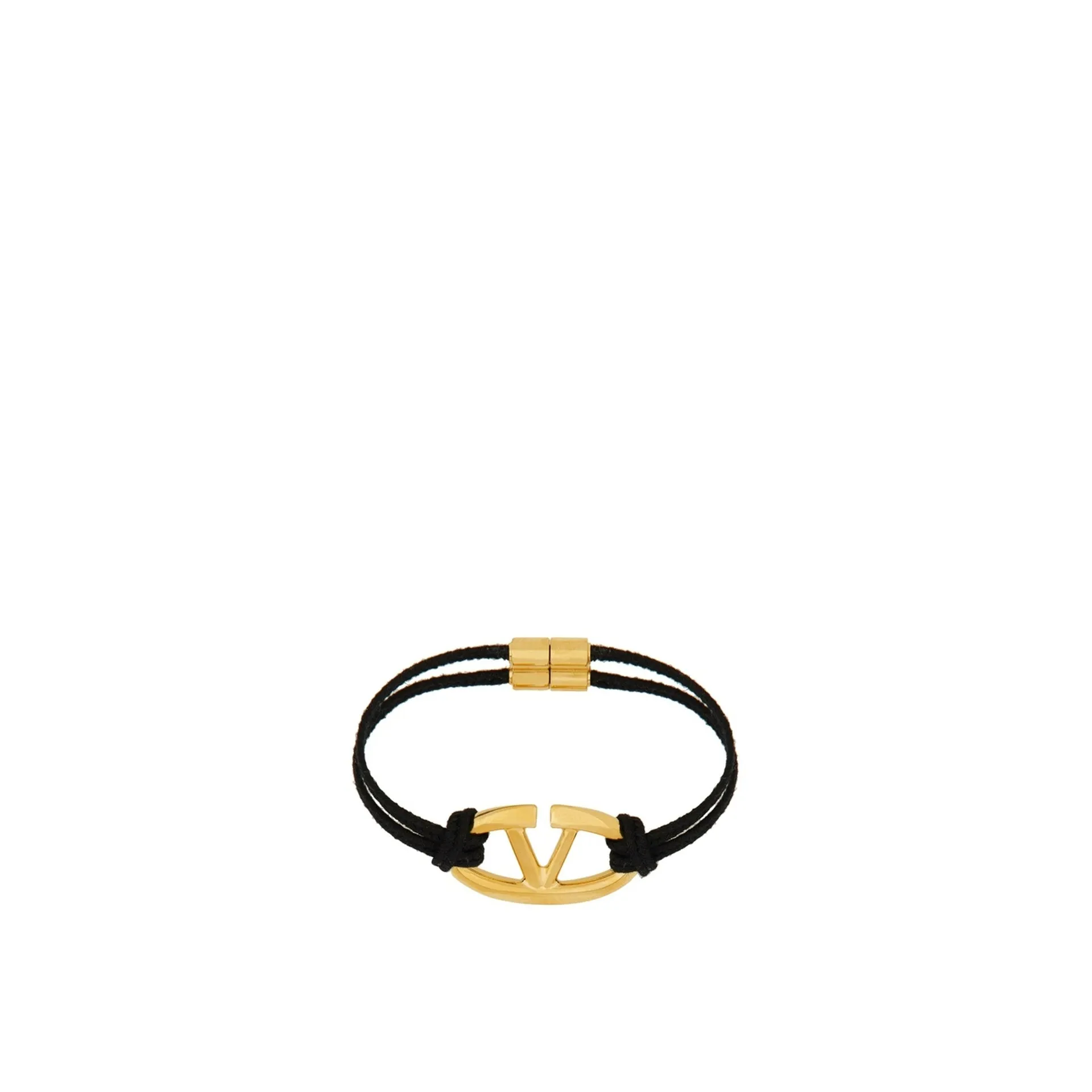 Valentino Garavani V-Logo Cotton Bracelet-Black-WOMEN sold by Siebentaschen