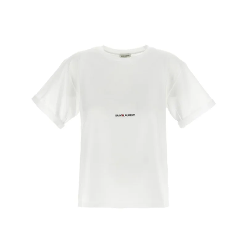 Saint Laurent Cotton Logo T-Shirt-White-WOMEN made by Yves Saint Laurent